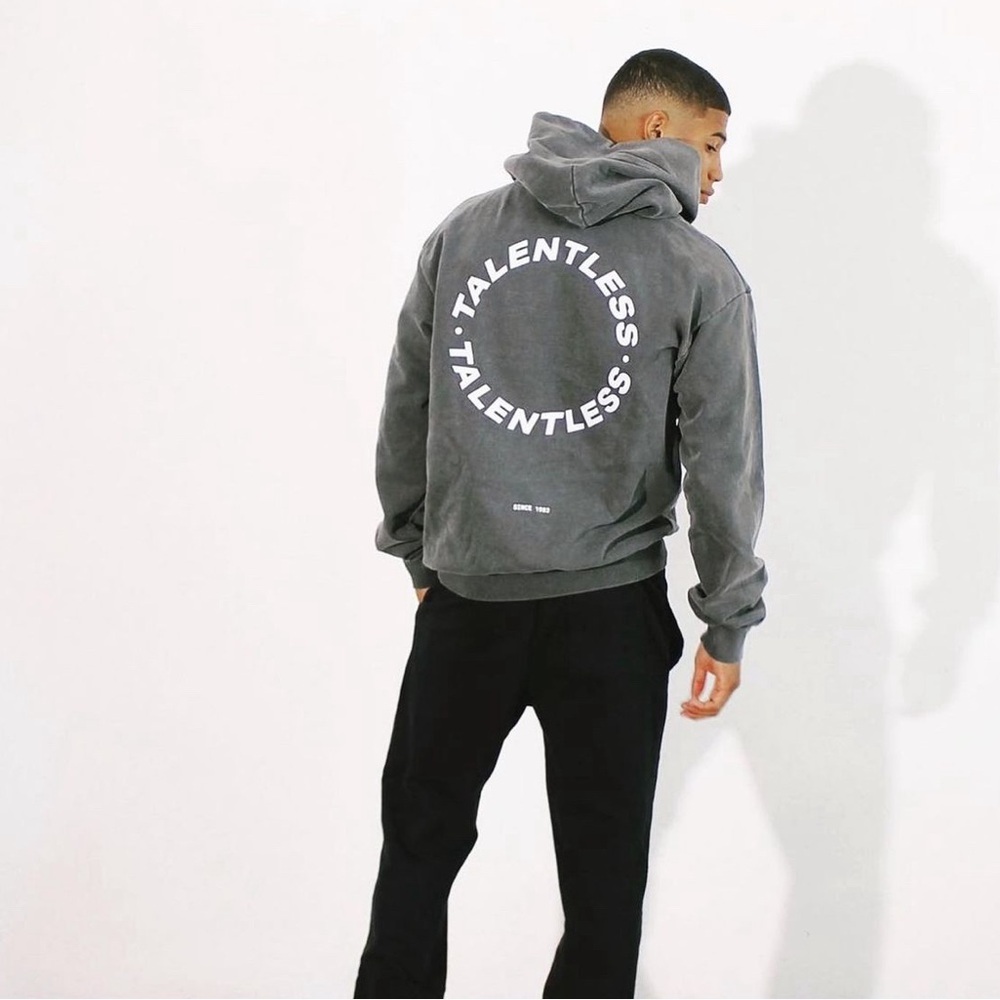 TALENTLESS MENS CIRCLE LOGO PREMIUM GREY HOODIE SZ SMALL